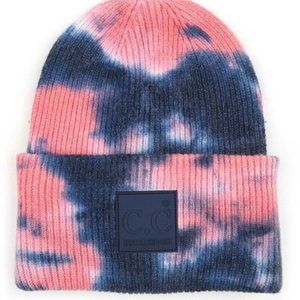 NWT    C.C® | Navy & Pink Tie-Dye Beanie
